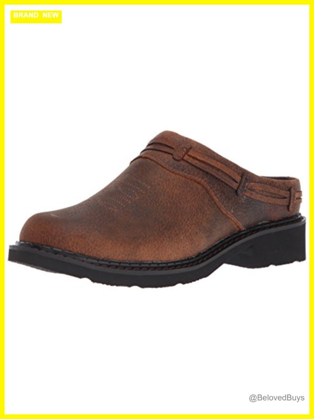Women's Faux Leather Mules Clogs Chunky Block Heel Round Toe Slip-On Casual